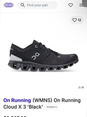 Women’s Size 10 On Running On Cloud X 3 in Black/Grey.